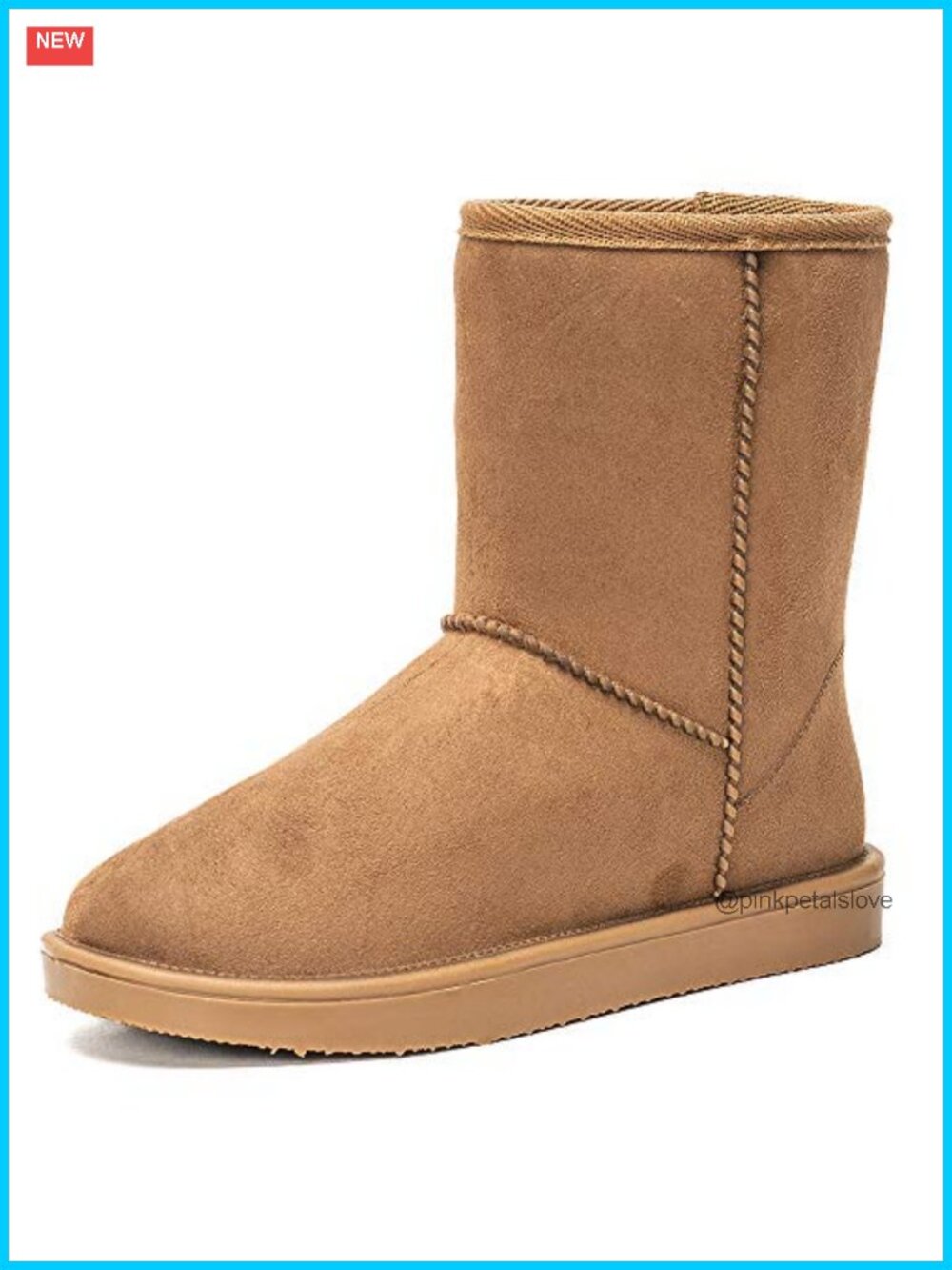 Waterproof Faux Leather Snow Boots Round Toe Faux Fur Lined Winter